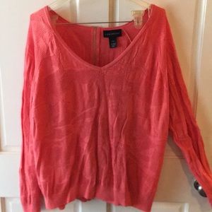 Lane Bryant Coral light weight sweater w zipper